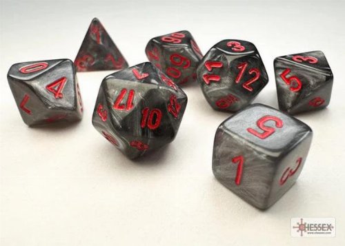 7 Mini Dice Set Polyhedral Velvet Black with
Red