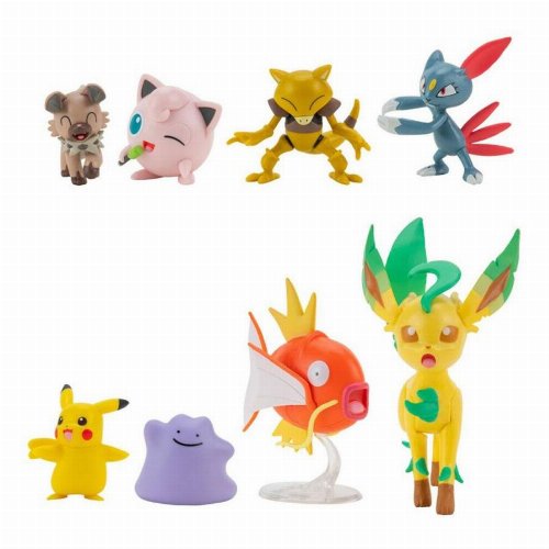 Pokemon - Female Pikachu, Jigglypuff, Rockbot,
Sneasel, Abra, Metamorph, Phyllali & Magicarp Battle Figure
Multi-Pack (5cm)