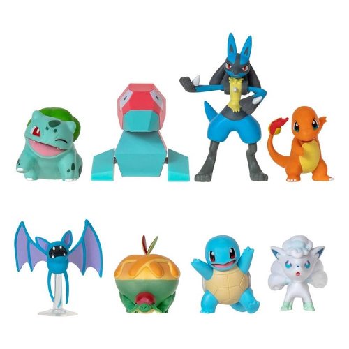 Pokemon - Appletun, Alolan Vulpix, Charmander,
Bulbasaur, Squirtle, Zubat, Porygon & Lucariο Battle Figure
Multi-Pack (5cm)