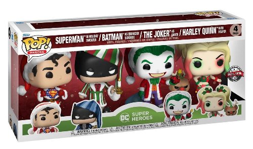 Figures Funko POP! DC Heroes: Holiday -
Superman, Batman, The Joker, Harley Quinn 4-Pack
(Exclusive)