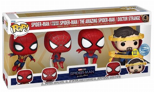 Φιγούρες Funko POP! Marvel - Spider-Man, Friendly
Neighborhood Spider-Man, The Amazing Spider-Man, Doctor Strange
(GITD) 4-Pack (Exclusive)