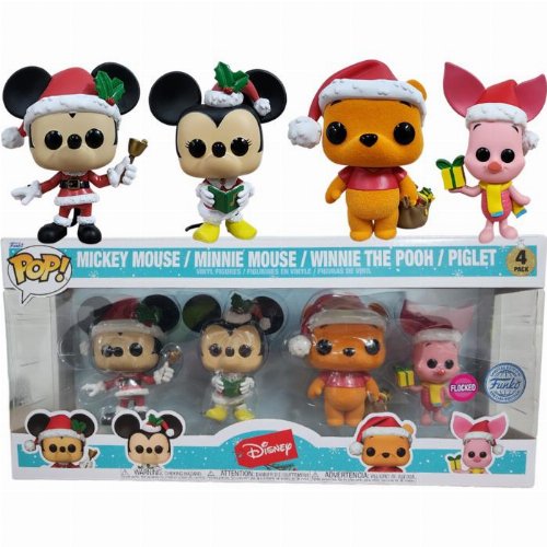 Figures Funko POP! Disney: Holiday - Mickey
Mouse, Minnie Mouse, Winnie the Pooh, Piglet (Flocked) 4-Pack
(Exclusive)
