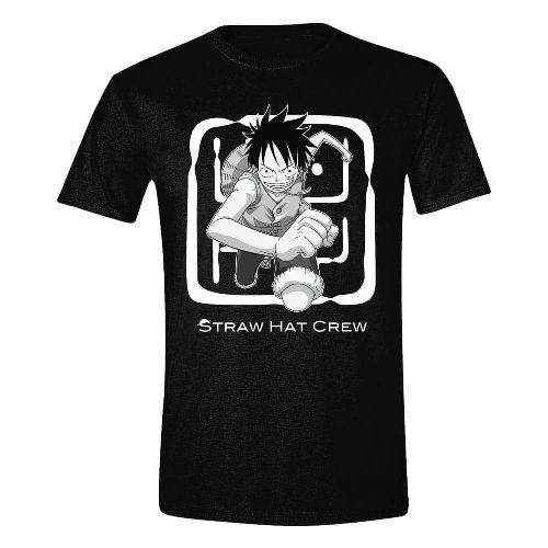 One Piece - Luffy Running Black T-Shirt