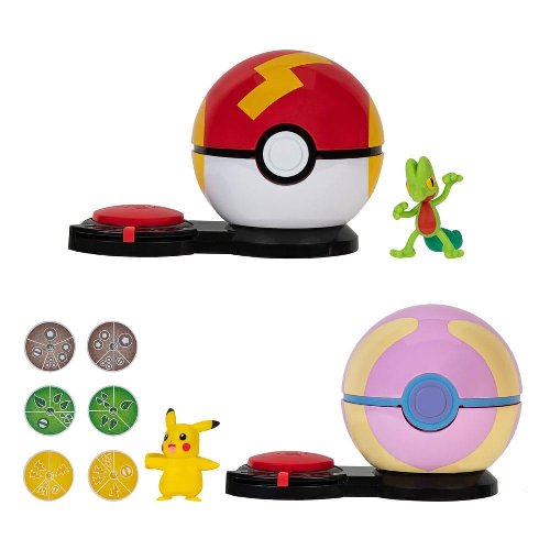 Pokemon - Pikachu with Fast Ball vs Treecko with
Heal Ball Suprise Attack Figures