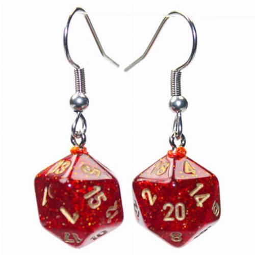 Chessex - Glitter Ruby Mini-Poly D20 Hook
Earrings