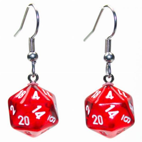 Chessex - Translucent Red Mini-Poly D20 Hook
Earrings