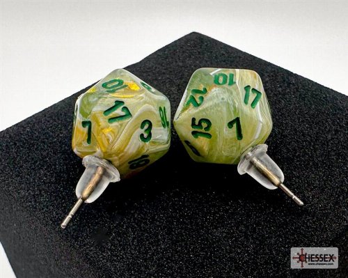 Chessex - Marble Green Mini-Poly D20 Stud
Earrings