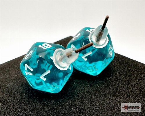 Chessex - Translucent Teal Mini-Poly D20 Stud
Earrings