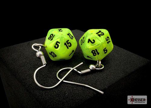 Chessex - Vortex Bright Green Mini-Poly D20 Hook
Earrings
