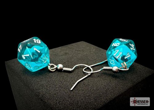 Chessex - Translucent Teal Mini-Poly D20 Hook
Earrings