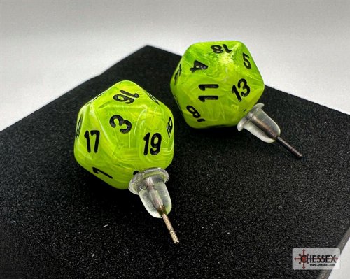Chessex - Vortex Bright Green Mini-Poly D20 Stud
Earrings