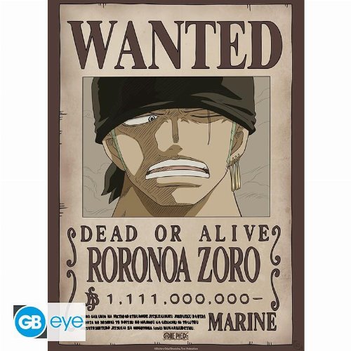 One Piece - Roronoa Zoro Wanted Poster
(52x38cm)