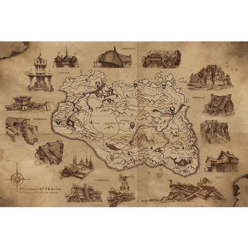 Skyrim - Illustrated Map Αυθεντική Αφίσα
(92x61cm)