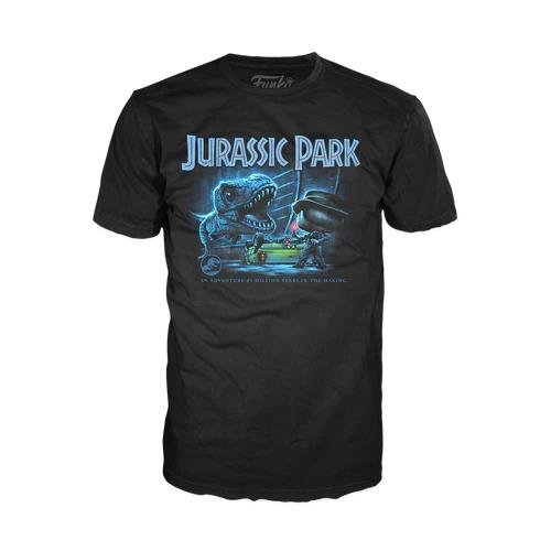 Jurassic Park - T-Rex with Jeep Black T-Shirt
(S)
