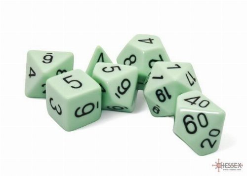 7 Dice Set Polyhedral Opaque Pastel Green with
Black