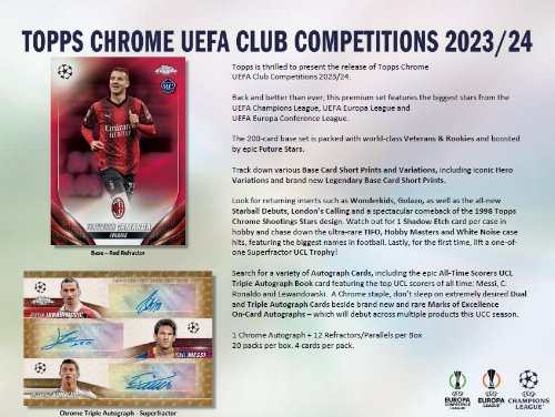 Topps - 2023-24 Chrome Club Competitions UCC Football
Hobby Box (20 Φακελάκια)