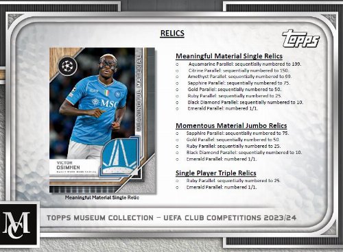 Topps - 2023-24 Museum UEFA Champions League
Soccer Hobby Box (8 Cards)