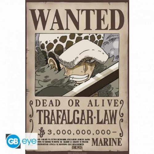 One Piece - Trafalgar D. Law Wanted Poster Αυθεντική
Αφίσα (52x38cm)