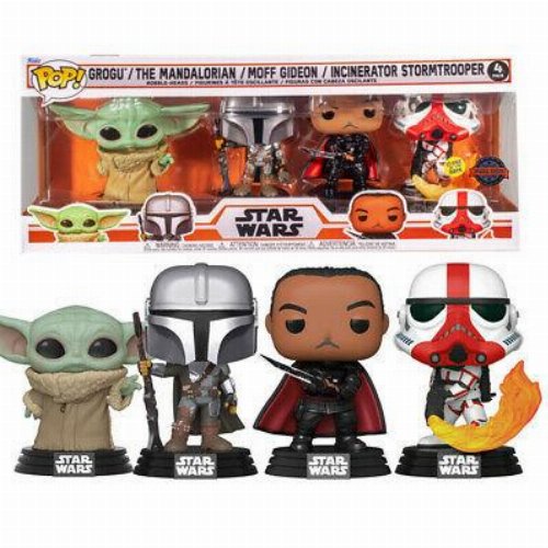 Φιγούρες Funko POP! Star Wars - Grogu, The
Mandalorian, Moff Gideon, Incinerator Stormtrooper 4-Pack
(Exclusive)