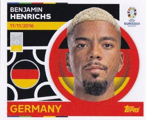 Topps - UEFA Germany Euro 2024 Sticker - GER 6.
Benjamin Henrichs (Germany)