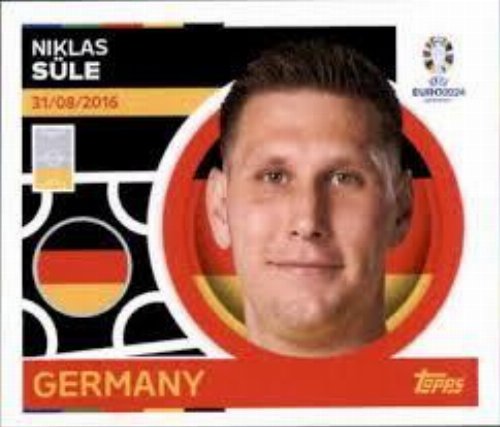 Topps - UEFA Germany Euro 2024 Sticker - GER 9.
Niklas Süle (Germany)