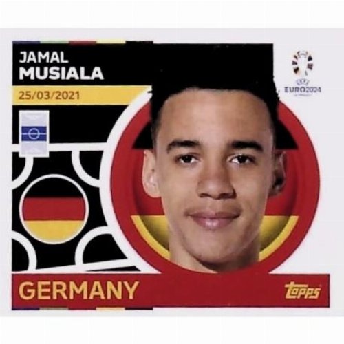 Topps - UEFA Germany Euro 2024 Αυτοκόλλητο - GER 11.
Jamal Musiala (Germany)