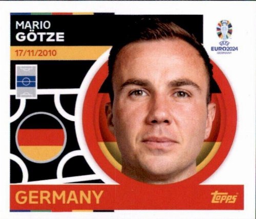 Topps - UEFA Germany Euro 2024 Αυτοκόλλητο - GER 12.
Mario Götze (Germany)