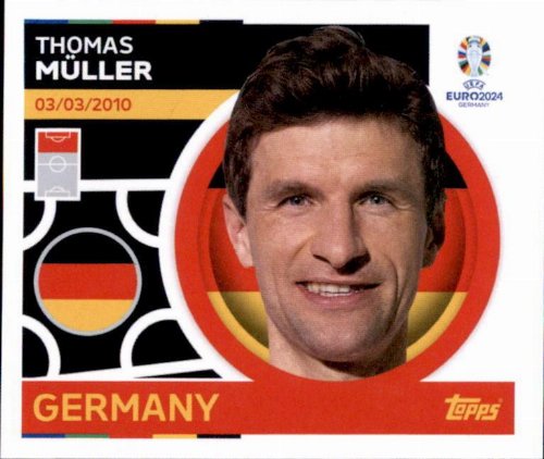 Topps - UEFA Germany Euro 2024 Αυτοκόλλητο - GER 16.
Thomas Müller (Germany)