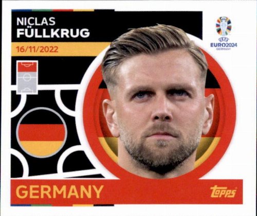 Topps - UEFA Germany Euro 2024 Sticker - GER 17.
Niclas Füllkrug (Germany)