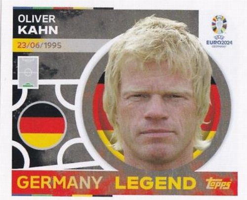 Topps - UEFA Germany Euro 2024 Sticker - GER 19.
Oliver Kahn (Germany) - Legend