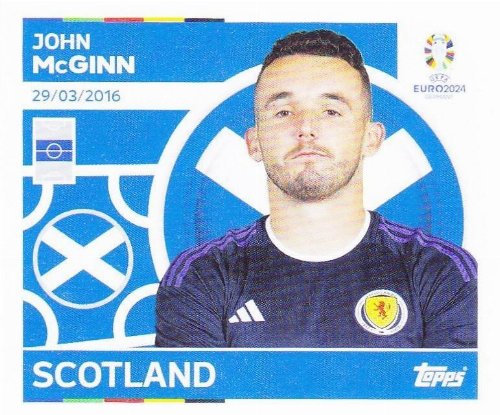 Topps - UEFA Germany Euro 2024 Sticker - SCO 15.
John McGinn (Scotland)