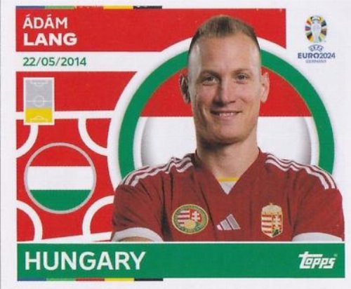 Topps - UEFA Germany Euro 2024 Αυτοκόλλητο - HUN 5.
Ádám Lang (Hungary)