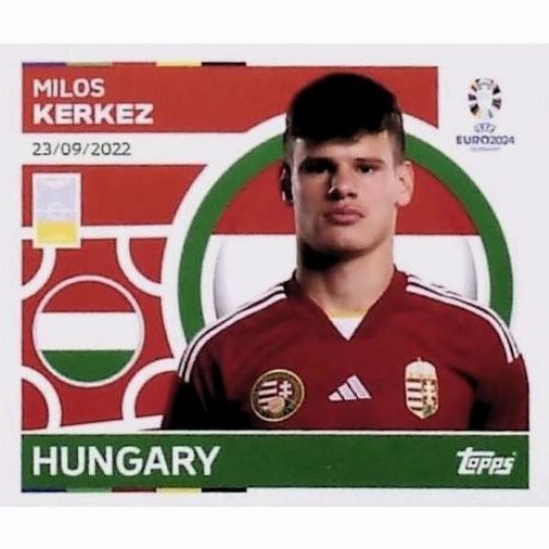 Topps - UEFA Germany Euro 2024 Sticker - HUN 7.
Milos Kerkez (Hungary)