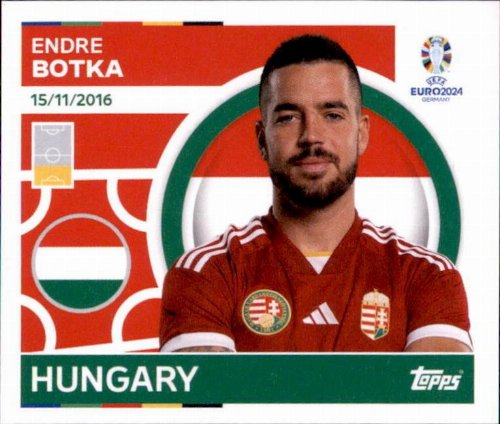 Topps - UEFA Germany Euro 2024 Αυτοκόλλητο - HUN 9.
Endre Botka (Hungary)