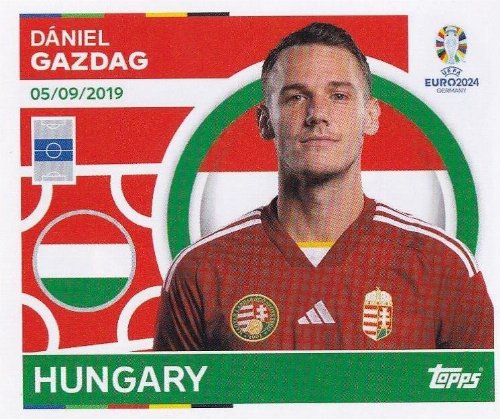 Topps - UEFA Germany Euro 2024 Αυτοκόλλητο - HUN 14.
Dániel Gazdag (Hungary)