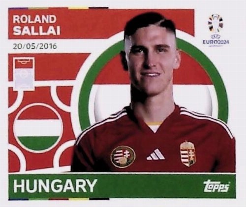 Topps - UEFA Germany Euro 2024 Αυτοκόλλητο - HUN 18.
Roland Sallai (Hungary)