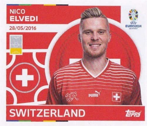 Topps - UEFA Germany Euro 2024 Sticker - SUI 8.
Nico Elvedi (Switzerland)