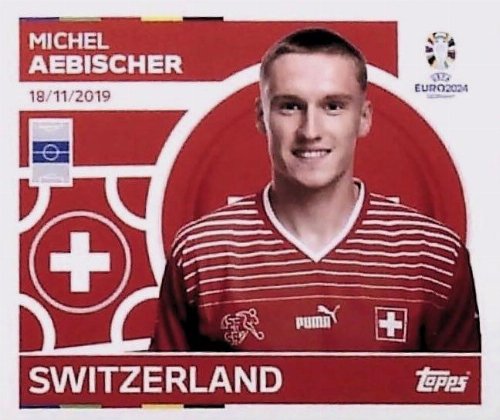 Topps - UEFA Germany Euro 2024 Αυτοκόλλητο - SUI 11.
Michel Aebischer (Switzerland)