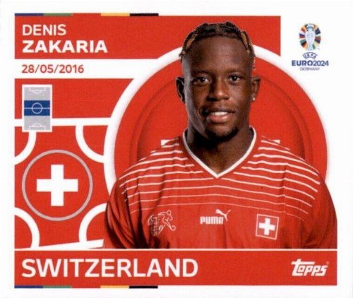 Topps - UEFA Germany Euro 2024 Αυτοκόλλητο - SUI 12.
Denis Zakaria (Switzerland)