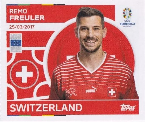 Topps - UEFA Germany Euro 2024 Αυτοκόλλητο - SUI 13.
Remo Freuler (Switzerland)