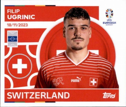 Topps - UEFA Germany Euro 2024 Sticker - SUI 16.
Filip Ugrinic (Switzerland)