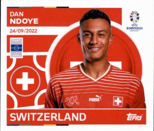 Topps - UEFA Germany Euro 2024 Αυτοκόλλητο - SUI 17.
Dan Ndoye (Switzerland)