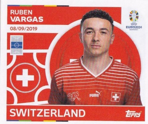 Topps - UEFA Germany Euro 2024 Sticker - SUI 18.
Ruben Vargas (Switzerland)