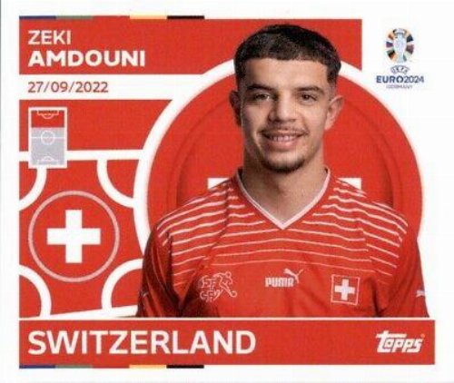 Topps - UEFA Germany Euro 2024 Αυτοκόλλητο - SUI 19.
Zeki Amdouni (Switzerland)