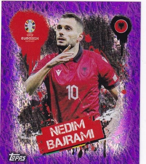 Topps - UEFA Germany Euro 2024 Αυτοκόλλητο - ALB 3.
Nedim Bajrami (Albania) - Purple Parallel Foil