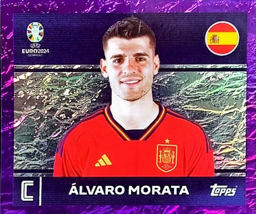 Topps - UEFA Germany Euro 2024 Sticker - ESP 2.
Álvaro Morata (Spain) - Purple Parallel Foil