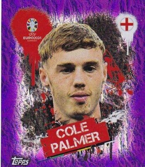 Topps - UEFA Germany Euro 2024 Αυτοκόλλητο - ENG 3.
Cole Palmer (England) - Purple Parallel Foil