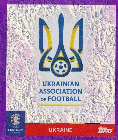 Topps - UEFA Germany Euro 2024 Αυτοκόλλητο - UKR 1.
Logo (Ukraine) - Purple Parallel Foil