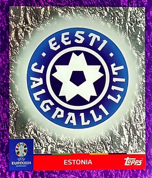 Topps - UEFA Germany Euro 2024 Sticker - EST 1.
Logo (Estonia) - Purple Parallel Foil