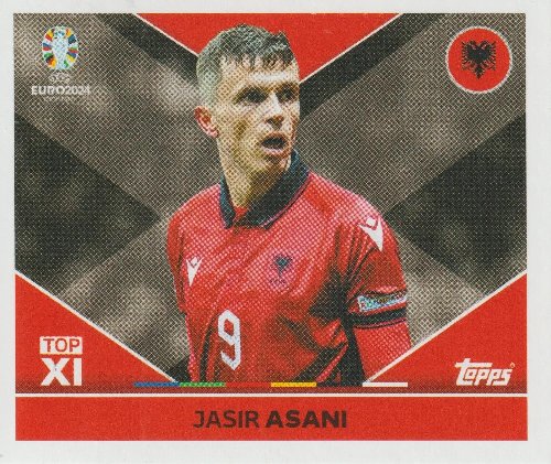 Topps - UEFA Germany Euro 2024 Αυτοκόλλητο - ALB TOP
1. Jasir Asani (Albania) - Top XI